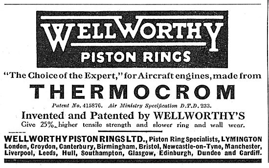 Wellworthy Aero Engine Piston Rings.                             