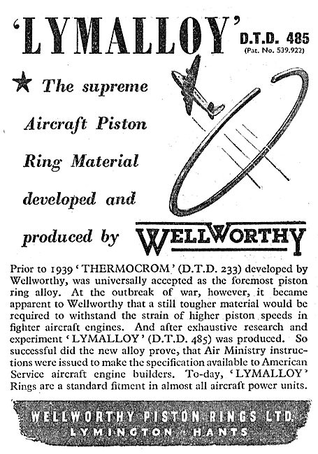 Wellworthy Lymalloy Piston Rings DTD 485   1949                  