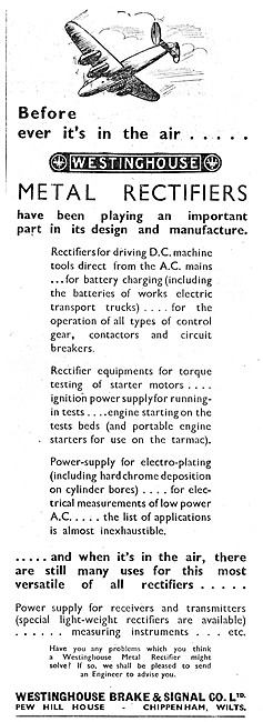 Westinghouse Rectifiers, Engine Starters & Battery Chargers      