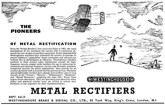 Westinghouse Rectifiers For Aircraft                             