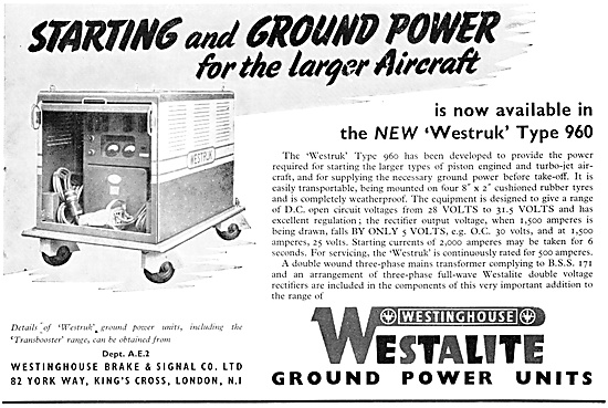 Westinghouse WESTALITE Ground Power Units. GPU Westruk 960       