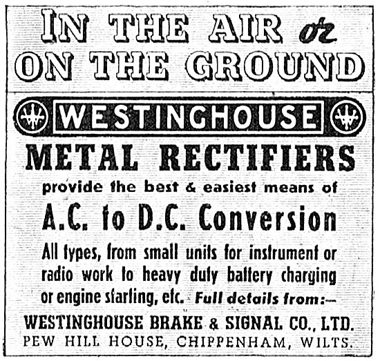 Westinghouse Brake & Signal : Metal Rectifiers                   