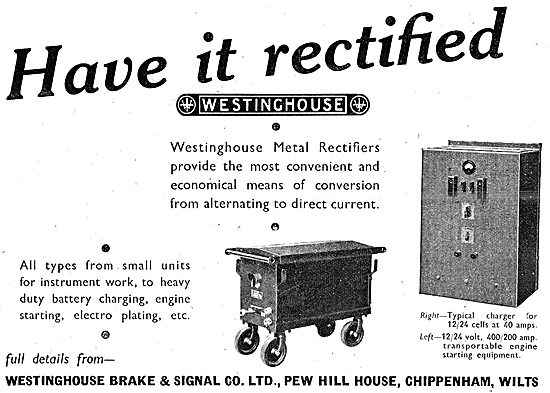 Westinghouse Brake & Signal : Industrial Rectifiers              