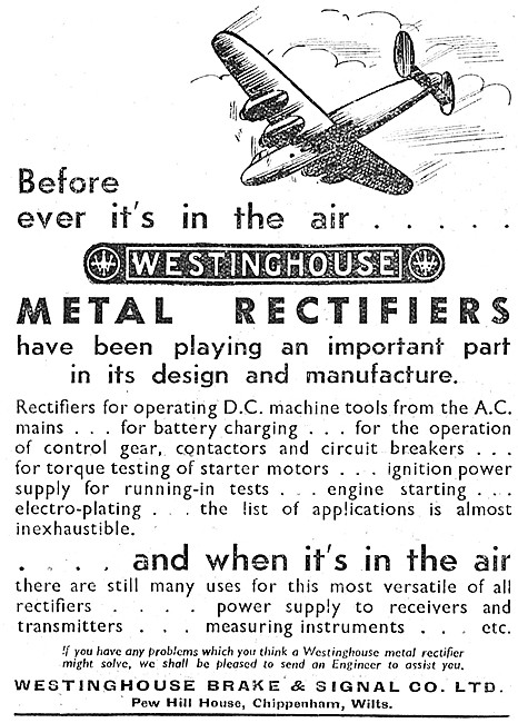 Westinghouse Metal Rectifiers                                    