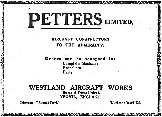 Petters Ltd. Aircraft Constructors Westland Aircraft Works Yeovil