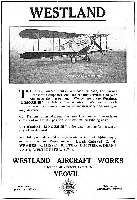 The Westland Limousine Commercial Aircraft                       