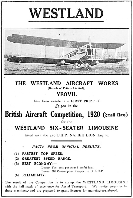 Westland Six-Seater Limousine 1920                               