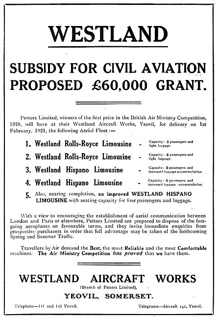 Westland Transport Aircraft                                      