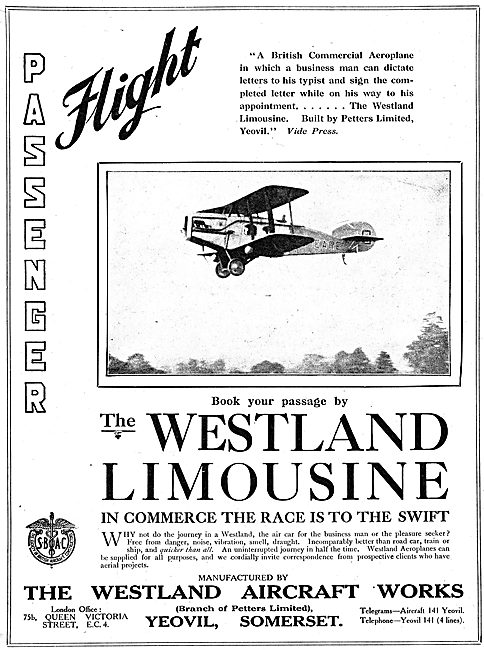 Westland Limousine Commercial Transport Aircraft                 