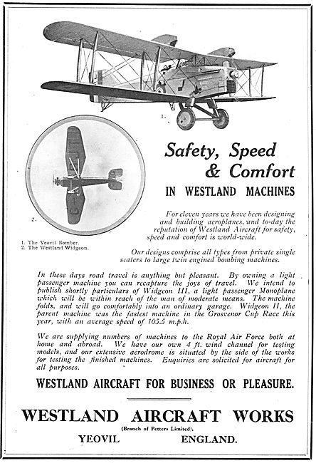 Westland Yeovil Bomber & Westland Widgeon Light Aeroplane        