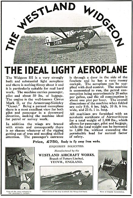 Westland Widgeon III _ The Ideal Light Aeroplane                 