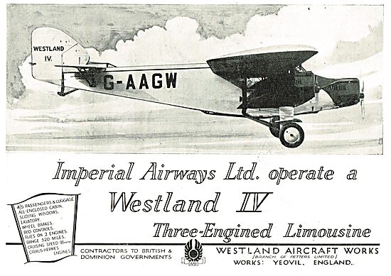 Imperial Airways Operate A Westland IV Three Engined Limousine   