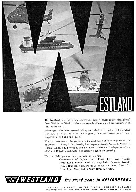 Westland Helicopters 1961                                        