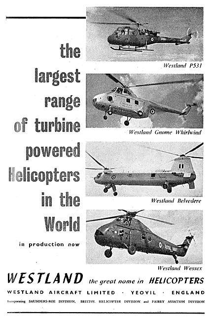 Westland Helicopters 1961 Models                                 