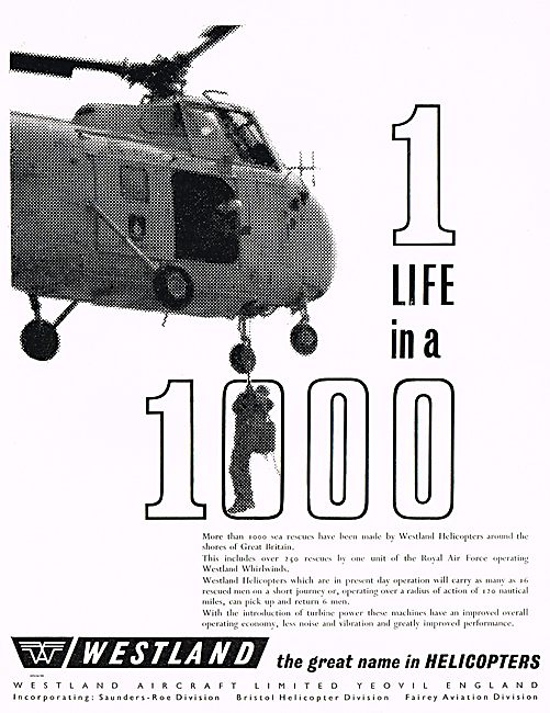 Over 1000 Lives Saved At Sea By Westland Helicopters             