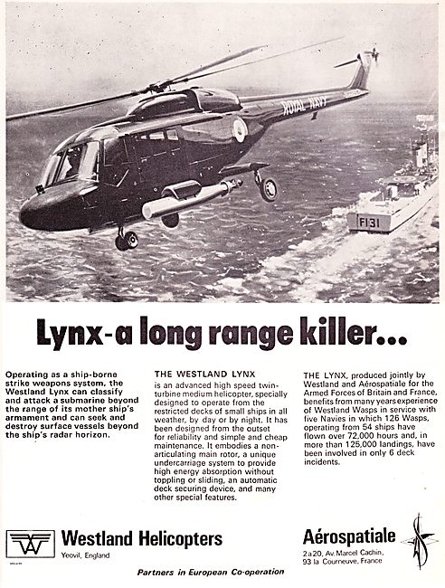 Westland Aerospatiale Lynx. A Long Range Killer.                 