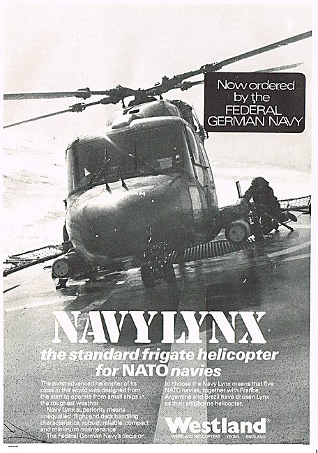 Westland Navy Lynx - Frigate Helicopter For NATO Navies.         
