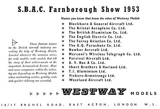 Westway Aviation Models For Display & Development                