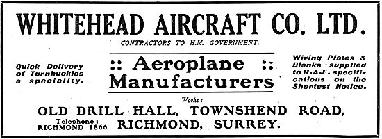 Whitehead Aircraft Co -  - Townshend Rd, Richmond, Surrey        