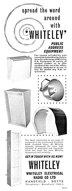 Whiteley Electrical Components For Aircraft. PA System           