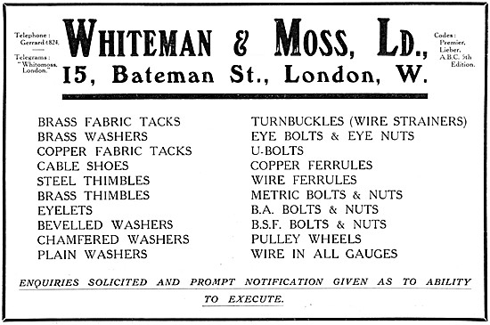 Whiteman & Moss AGS Parts                                        