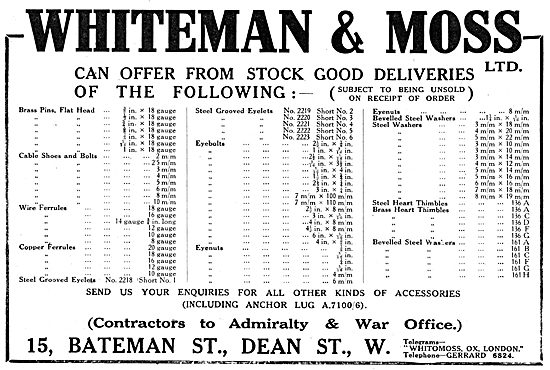 Whiteman & Moss - AGS Parts & Accessories 1916                   