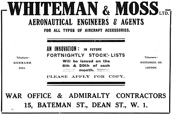 Whiteman & Moss - WW1 Aeronautical Engineers                     