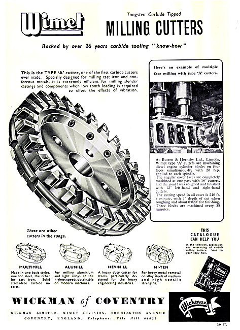 Wickman Of Coventry Wickman WIMET Machine Tools                  