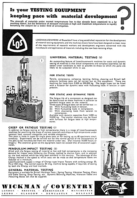 Wickman Machine Tools & Test Equipment                           