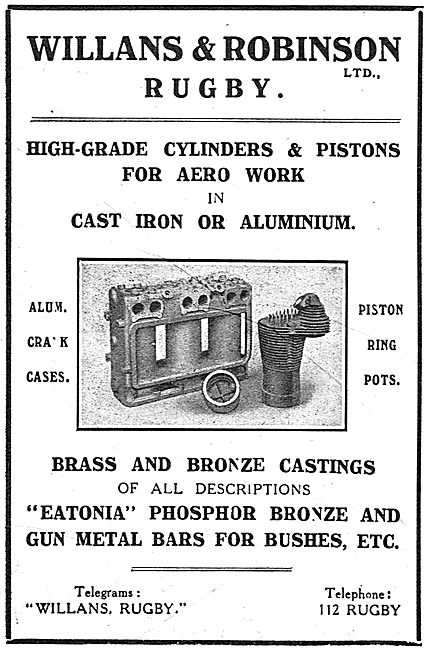 Willans & Robinson - Rugby. High Grade Aero Engine Cylinders     