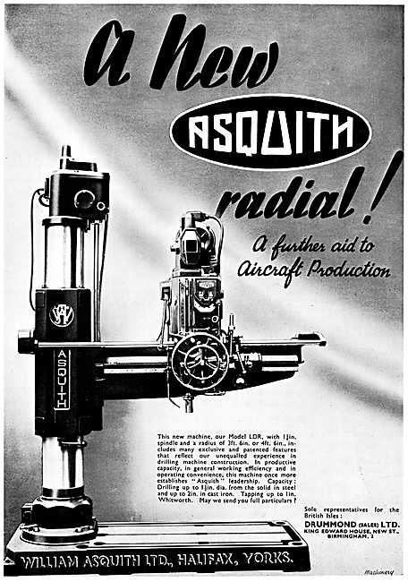 William Asquith Machine Tools. Radial Drilling Machine           