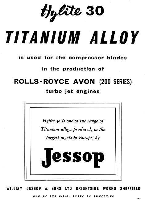 William Jessop High Temperature Steels. Hylite 30 Titanium Alloy 