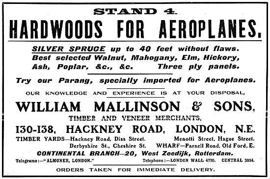 William Mallinson - Wood, Timber & Veneers For Aeroplanes        