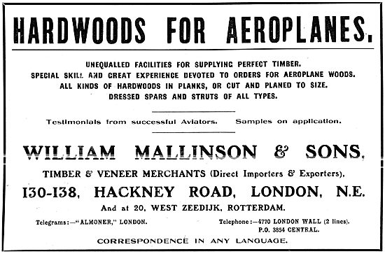 William Mallinson -Timber & Veneers For Aeroplanes               