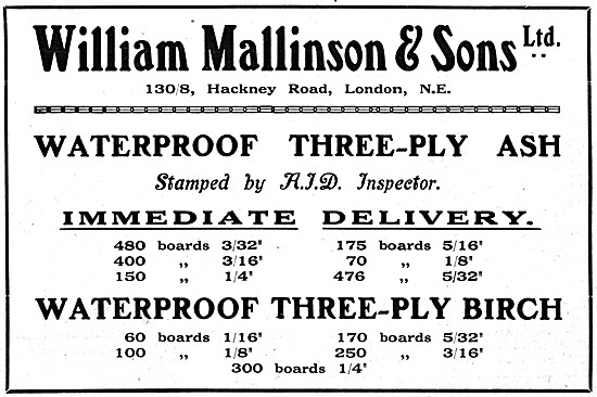 William Mallinson Timber Merchants 1915 Advert                   
