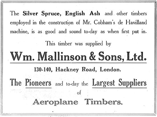 William Mallinson & Sons  For Aircraft Grade Silver Spruce & Ash 