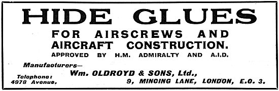 William Oldroyd & Sons - Hide Glues For Aircraft Construction    