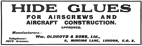 William Oldroyd & Sons - Hide Glues For Aircraft Construction    