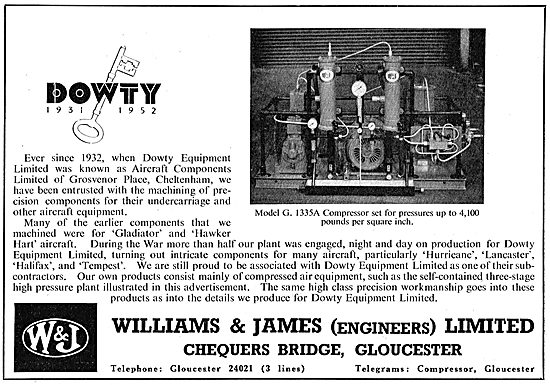 Williams & James Engineers Pneumatic Equipment. Machining        