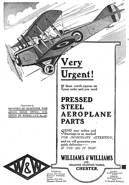 Williams & Williams - Aeronautical Engineers. Pressed Steel Parts