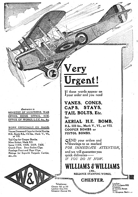 Williams & Williams - Engineers. Parts For Aerial Bombs & Mines  