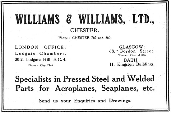 Williams & Williams - Aeronautical Engineers. Sheet Metal Work   