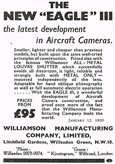 Williamson Eagle III Aircraft Camera                             