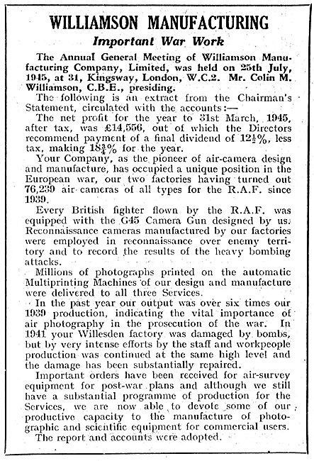 Williamson Aircraft Cameras                                      