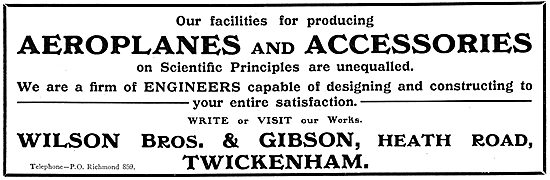 Wilson Brothers & Gibson. Aeroplanes & Accessories               