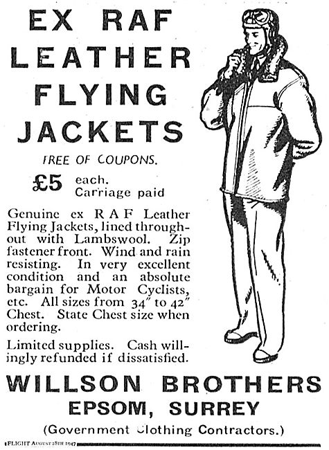 Willson Brothers Ex RAF Leather Flying Jackets £5.00 (No Coupons)