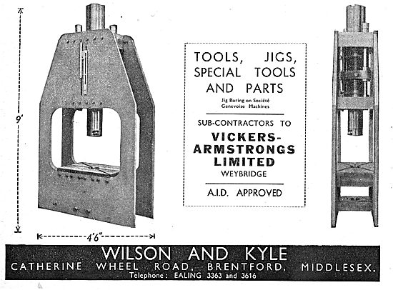 Wilson & Kyle. Wheel Rd, Brentford. Jigs, Tools & Special Parts  