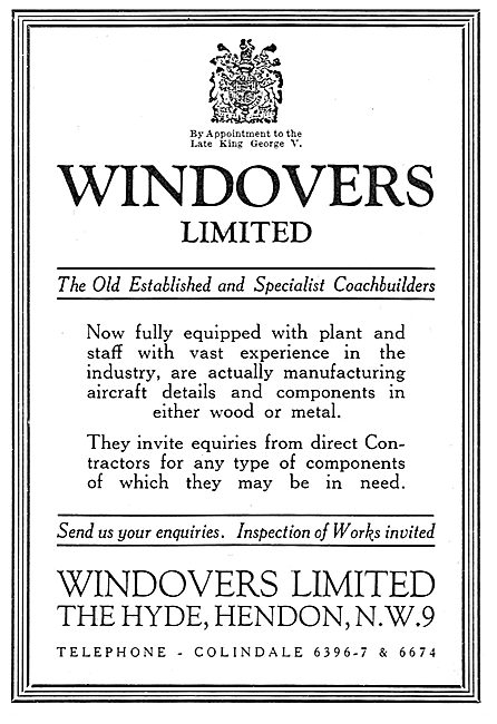 Windovers - Sheet Metal Work. Wooden Components                  