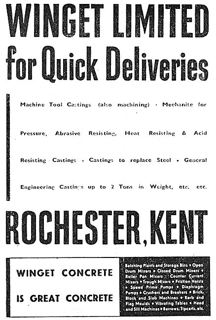 Winget Engineering Concrete - 1941 Advert                        