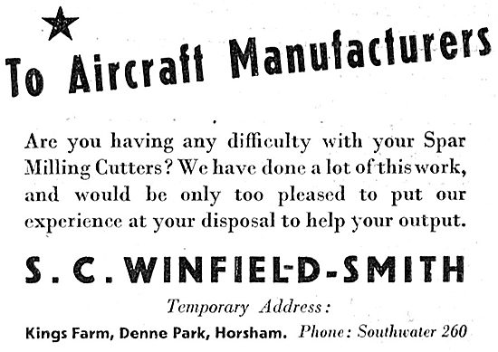 S.C.Winfield-Smith Aircraft Spar Milling Cutters 1943            